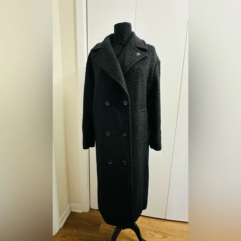 KARL LAGERFELD Black Long Double Breasted Coat